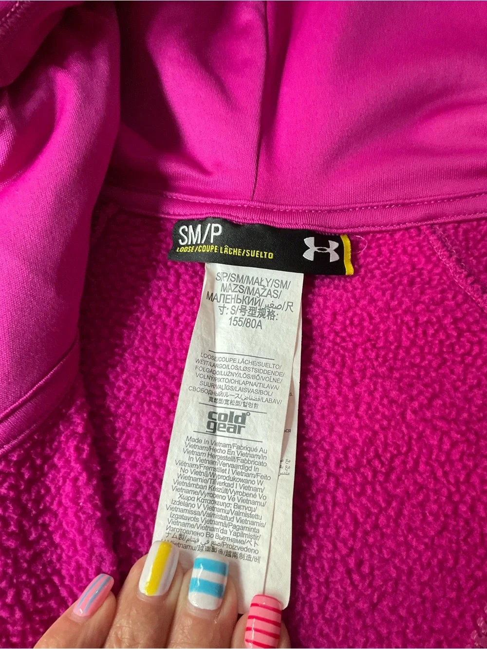 Under Armour Bright Fuchsia Full-Zip Hoodie Cold Gear - Picture 4 of 5